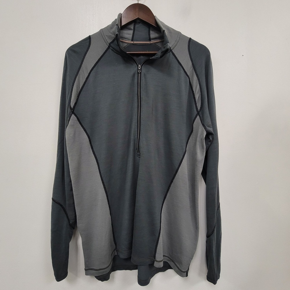Smartwool Mens Lightweight 1/2 Zip Merino Wool Baselayers Size XL Gray Black